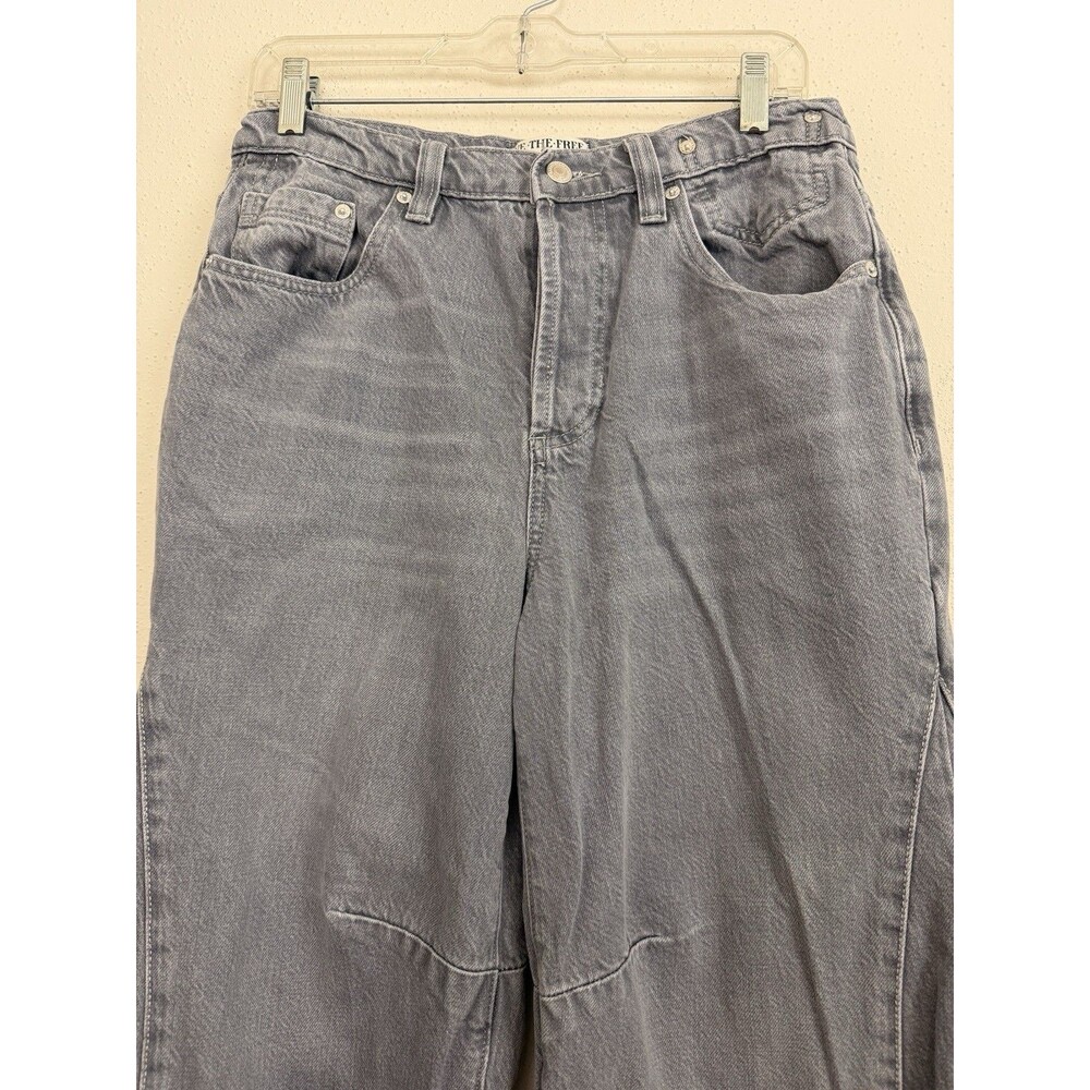 We The Free People Eden Slouchy Jeans Sz 28S Wide Leg Gray Button Fly Flare - Picture 4 of 14